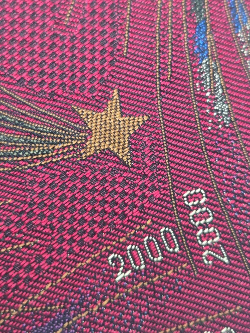 100% Silk Robert Talbott W Cromwell 2000 New Year Silk Burgundy Woven Tie Y2K